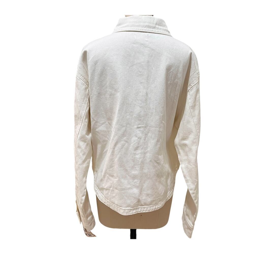 NWT Z Supply All Day Cropped Denim Jacket in Off White Size Large - Picture 6 of 12